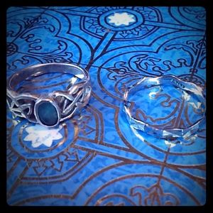 Sterling silver 2 ring set size 6 aquamarine